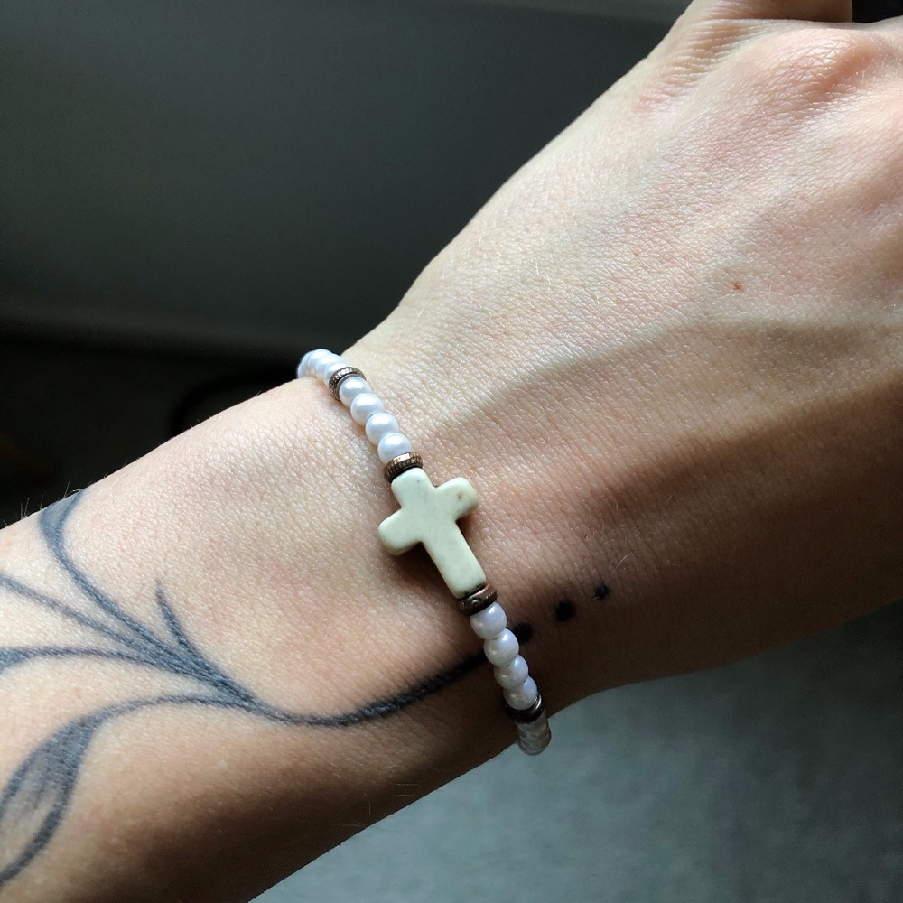 Pearl Cross Bracelet